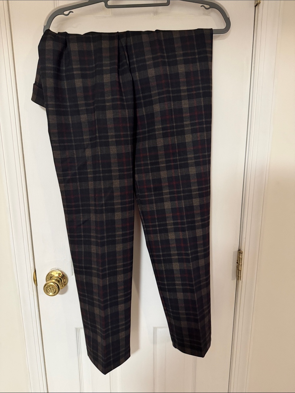 Susan Graver Men's Plaid Dress Pants in Black, Gray and Red